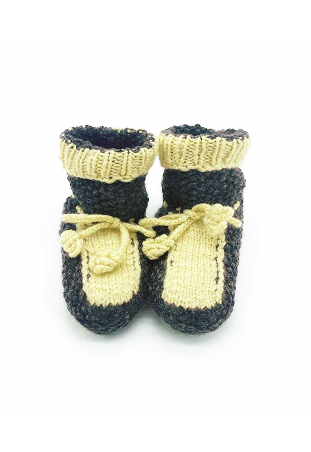 The Handknit Baby Booties Bicolor