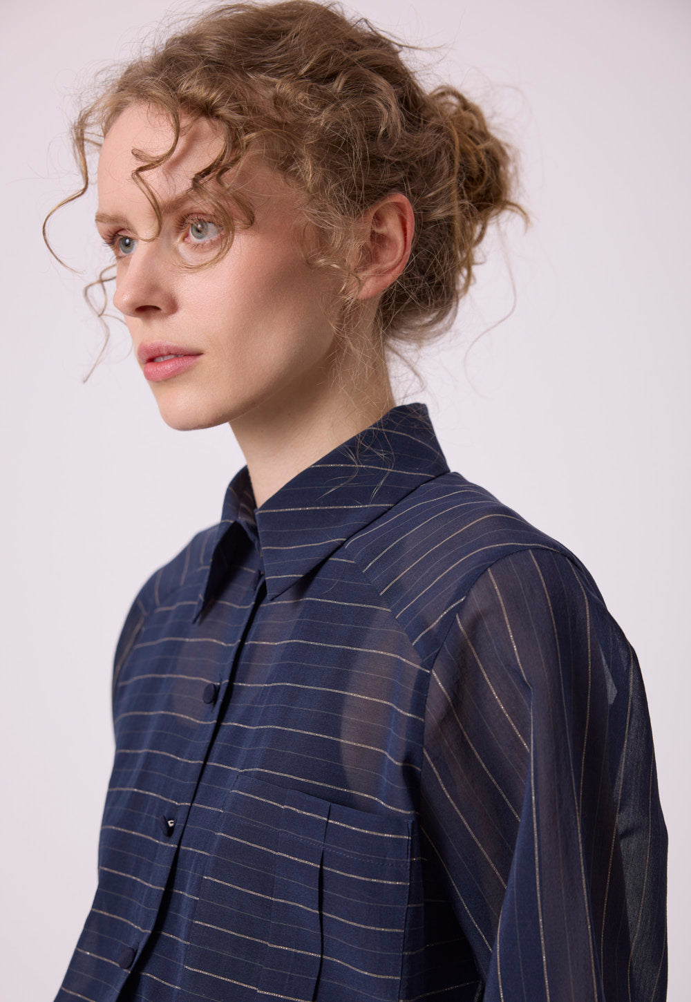 Antonia Zander Nadia Blouse in navy blue.