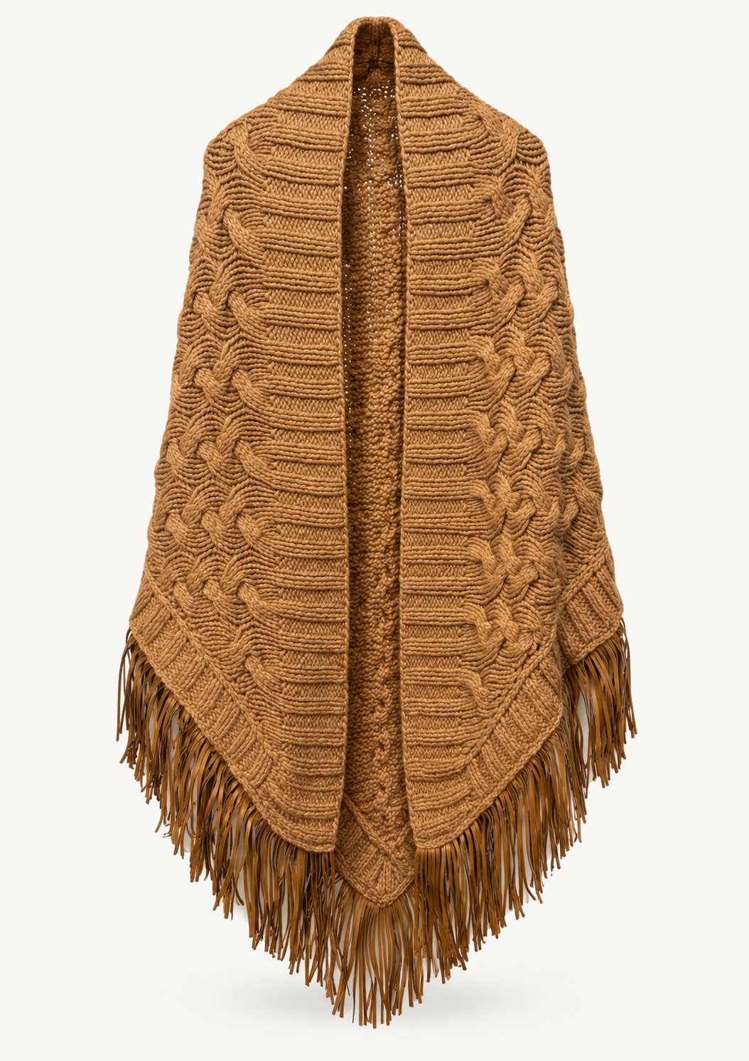 Antonia Zander Stola Camoscio Anima cashmere wrap with goat nappa leather fringes