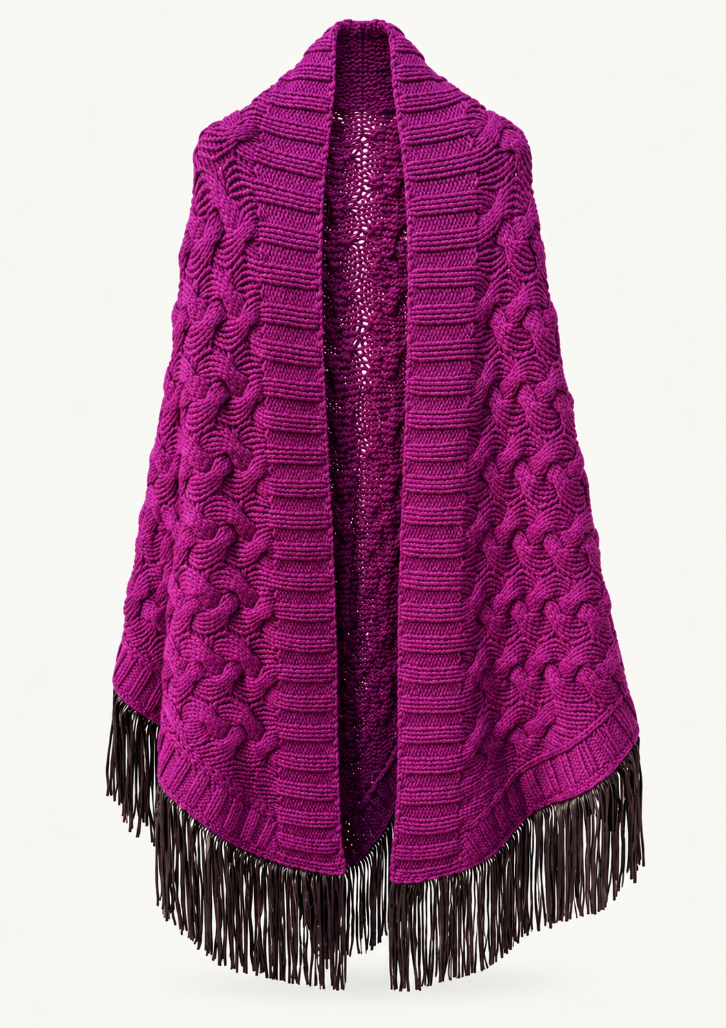 Antonia Zander Stola Camoscio Tulip cashmere wrap with goat nappa leather fringes
