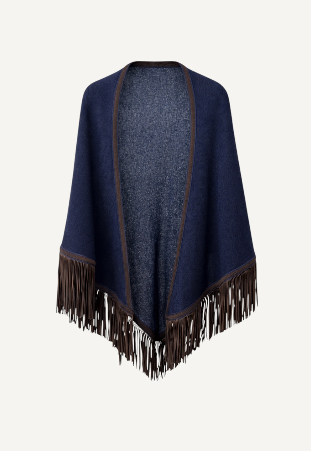 Antonia Zander Triangolo Camoscio cashmere triangle scarf with suede fringes