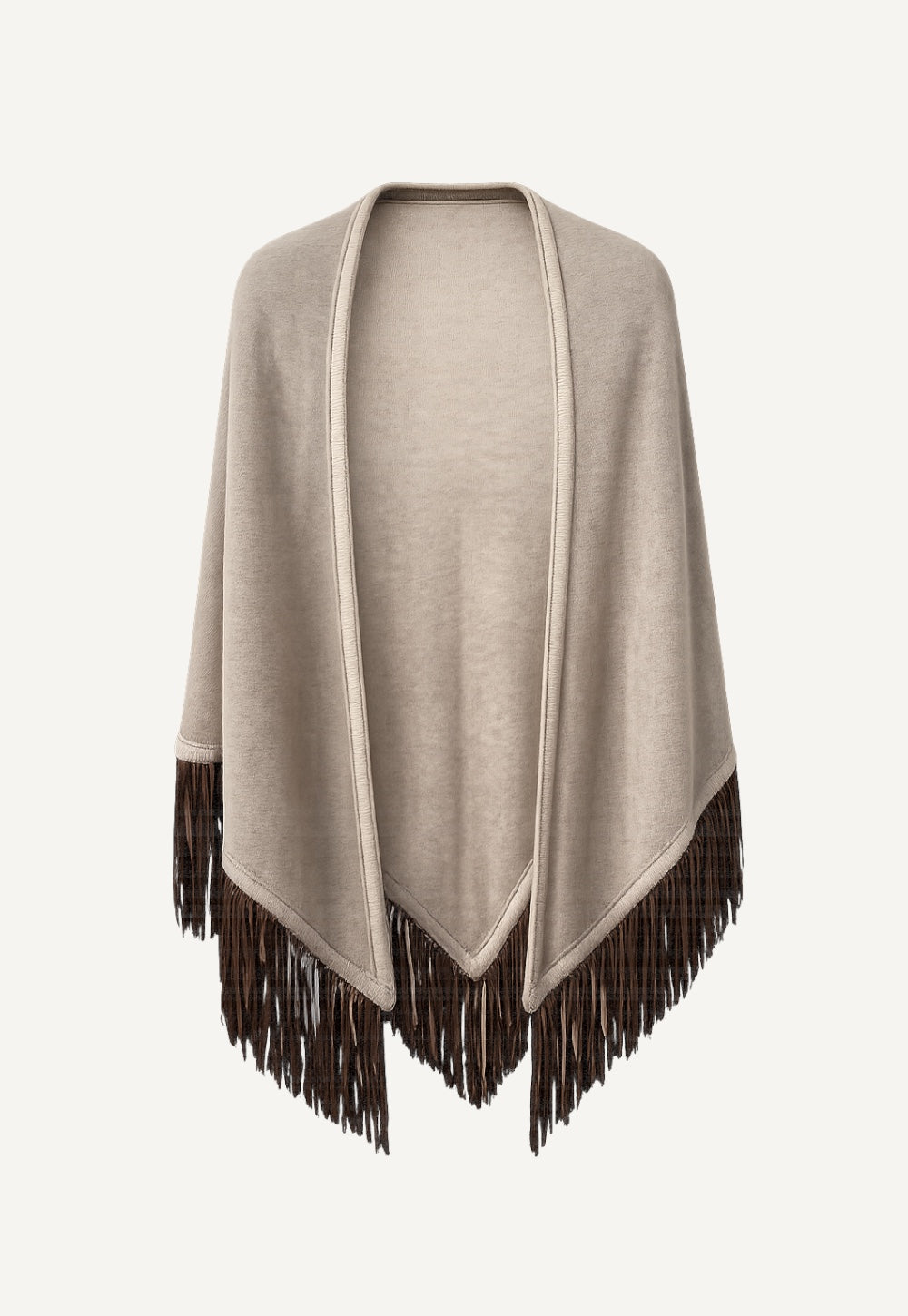Antonia Zander Triangolo Camoscio cashmere triangle scarf with suede fringes