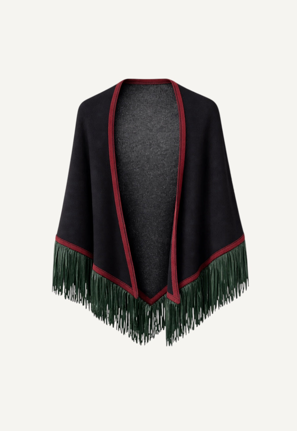 Antonia Zander Triangolo Camoscio cashmere triangle scarf with suede fringes