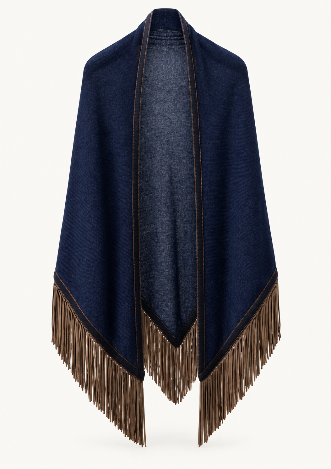 Triangolo Camoscio Neptune – Cashmere-Dreieckstuch mit Lederfransen von Antonia Zander