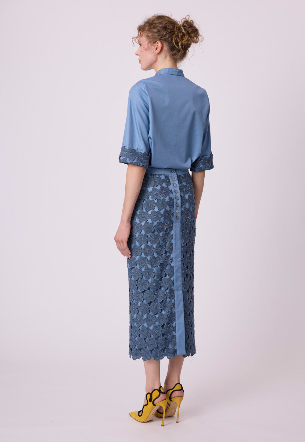 Antonia Zander Anna Skirt in slate blue, garment detail.