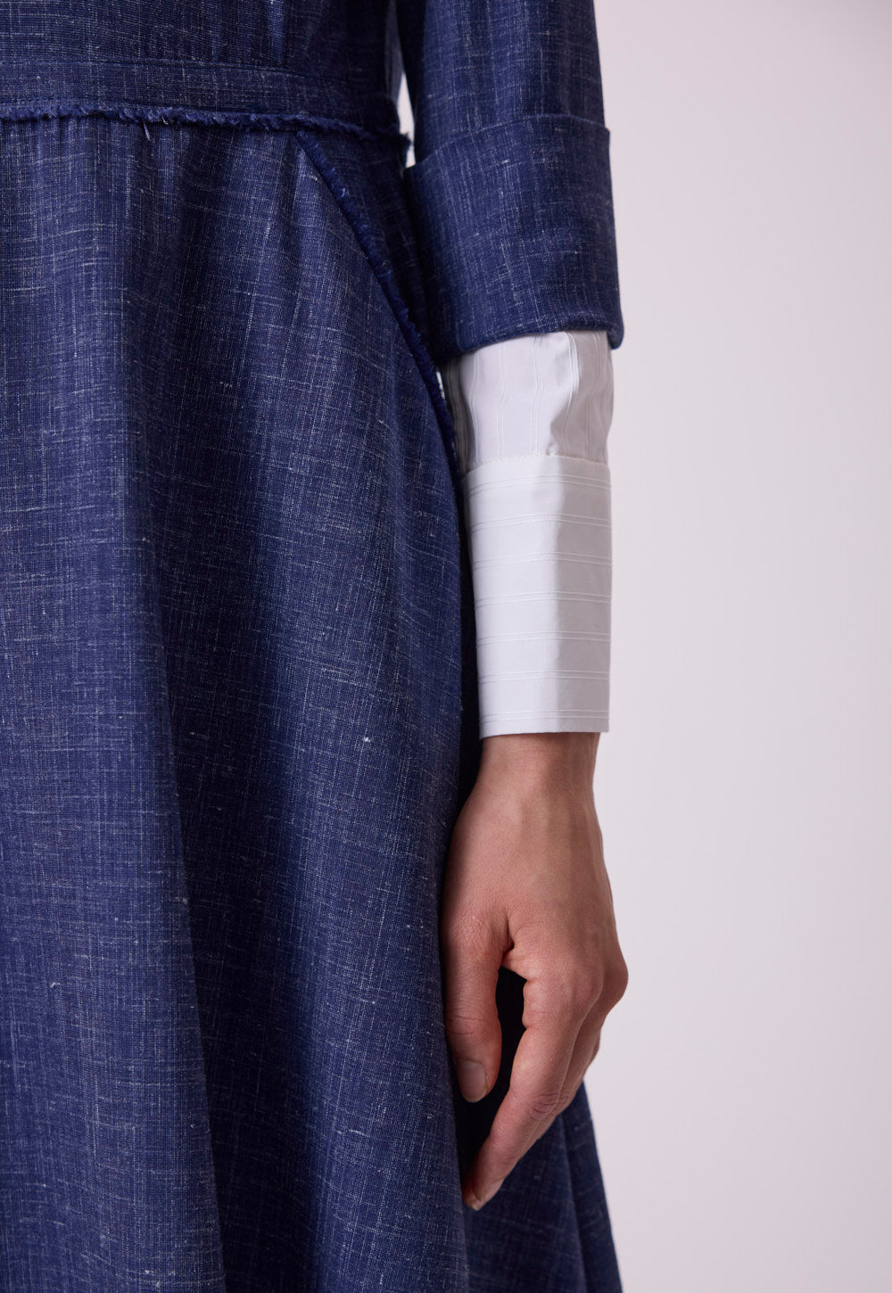 Antonia Zander Christina Dress luxury midi dress with cotton blouse wool silk linen
