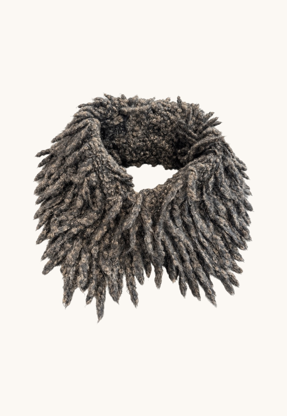 Mina Collo Nero black bouclé knit collar by Antonia Zander in baby alpaca cashmere silk blend