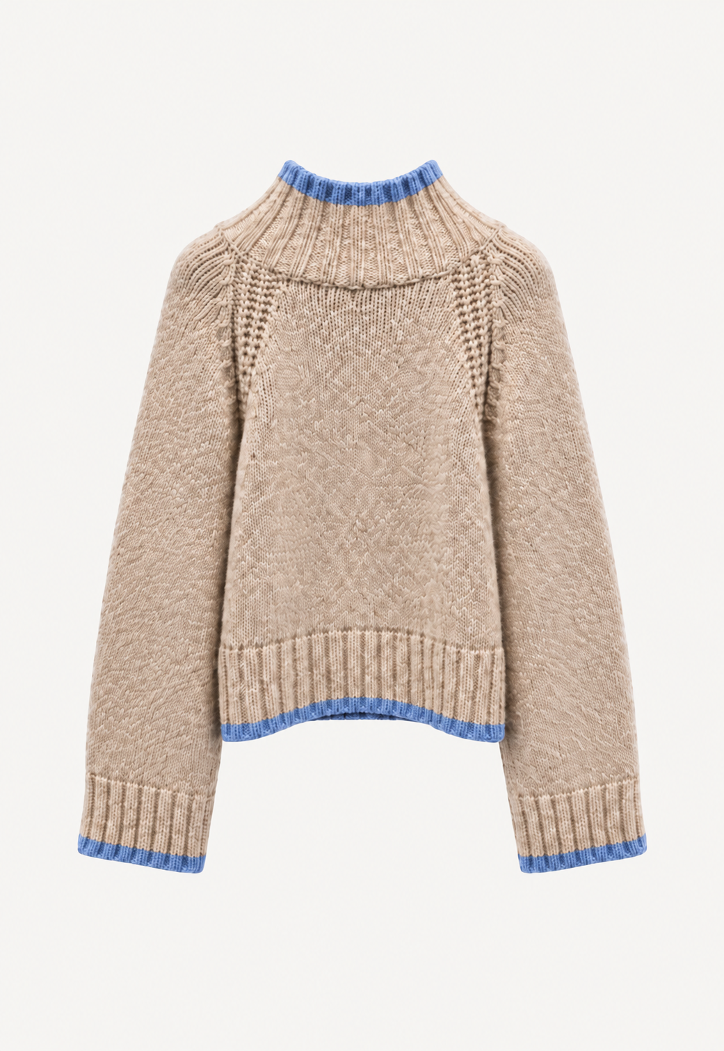 Olli Sweater by Antonia Zander – beige knit sweater with contrasting details at collar cuffs and hem