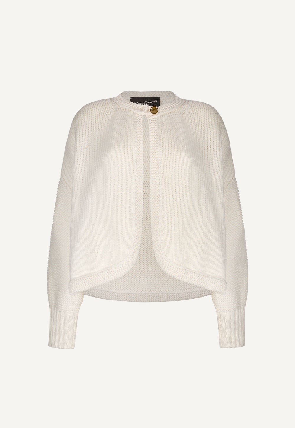 Antonia Zander Phania Cape navy knit detail.