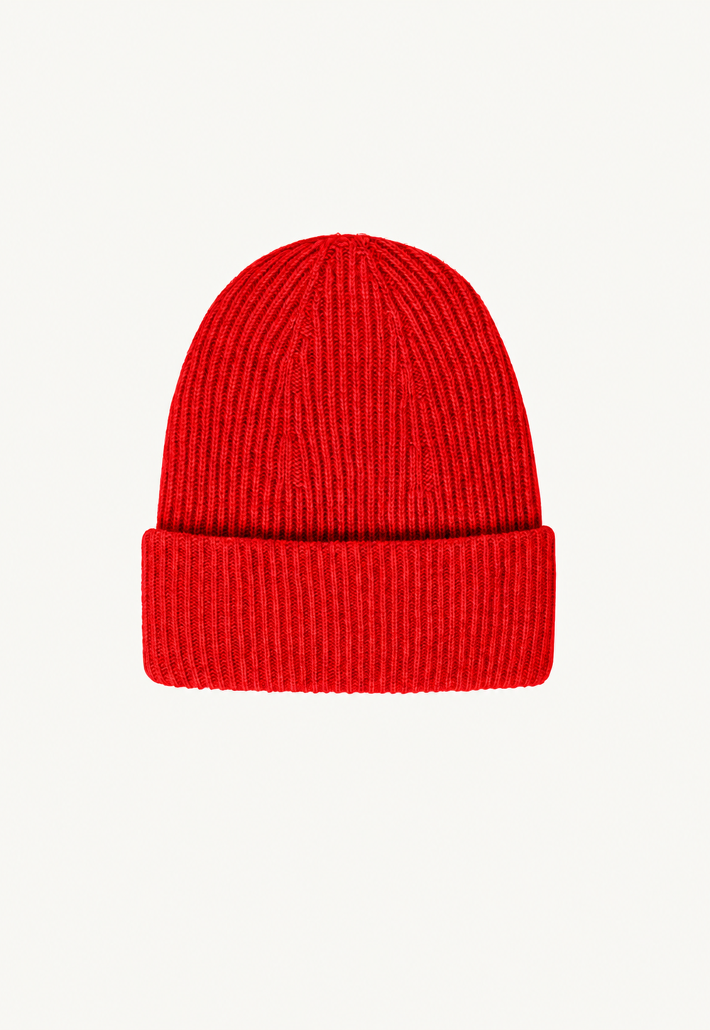 Antonia Zander Pisa Beanie in Red, a double-layered cashmere hat in fisherman’s rib