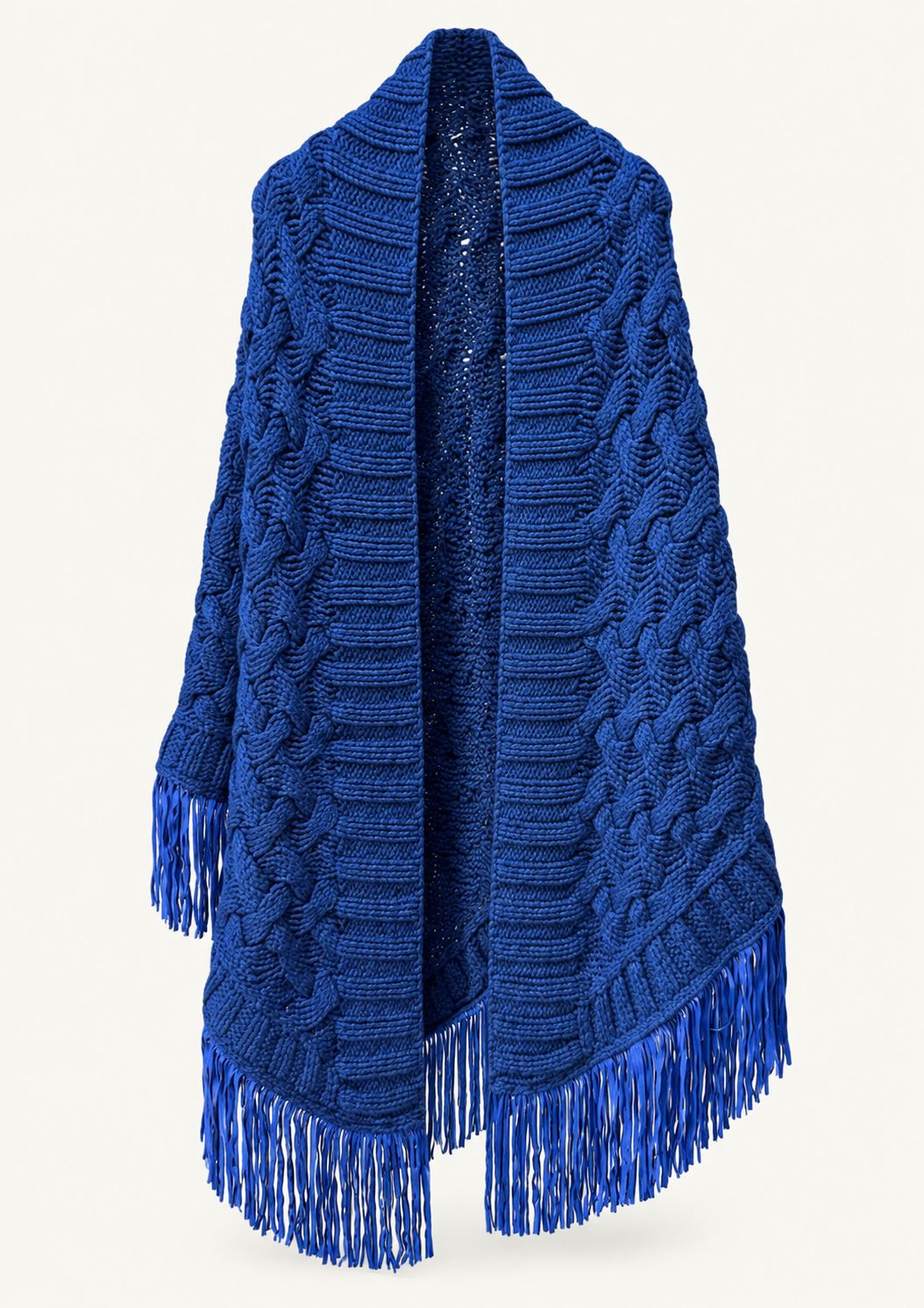 Antonia Zander Stola Camoscio Majolica cashmere wrap with goat suede leather fringes