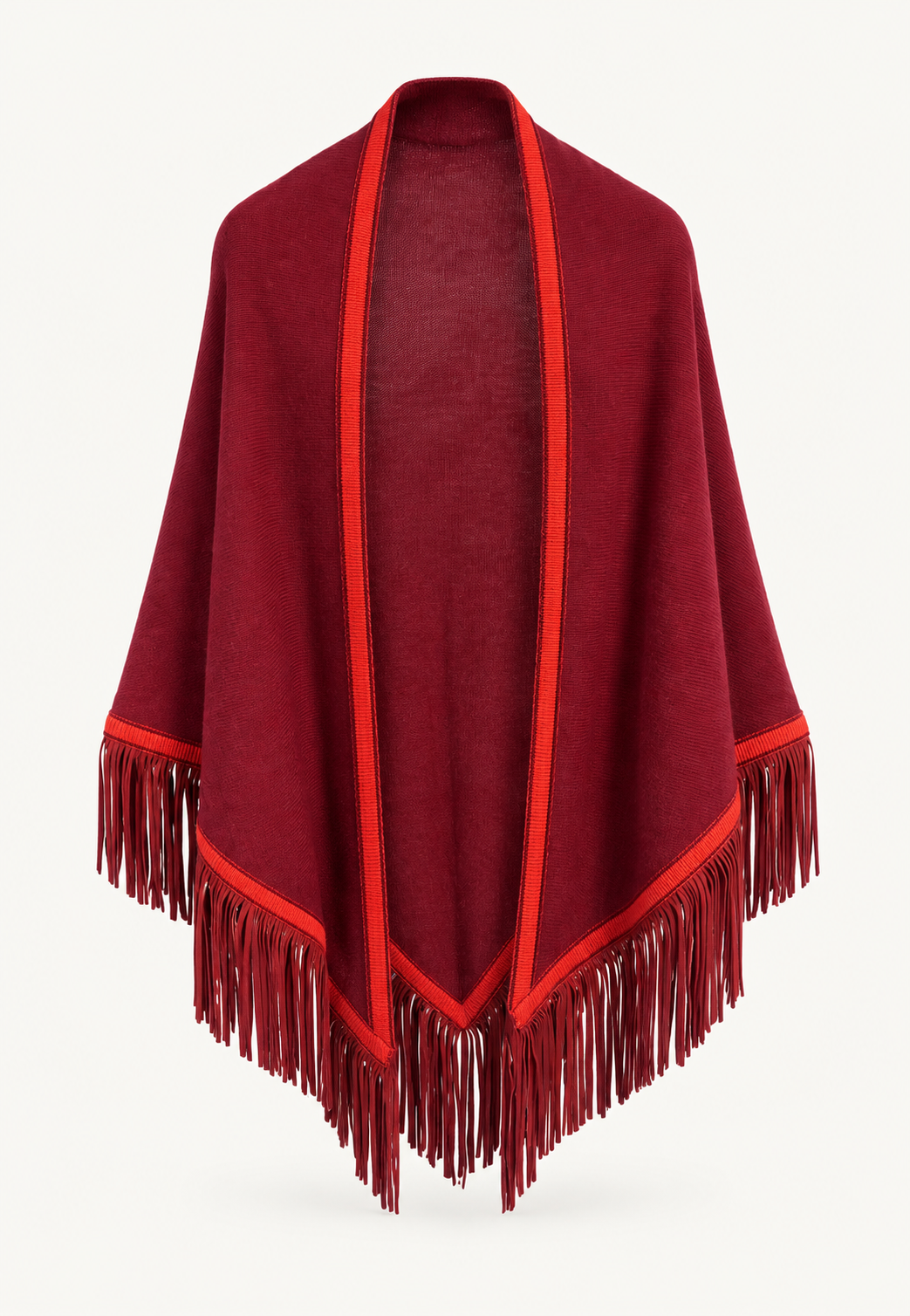 Triangolo Camoscio Cuir de Russe cashmere scarf with goat nappa leather fringes