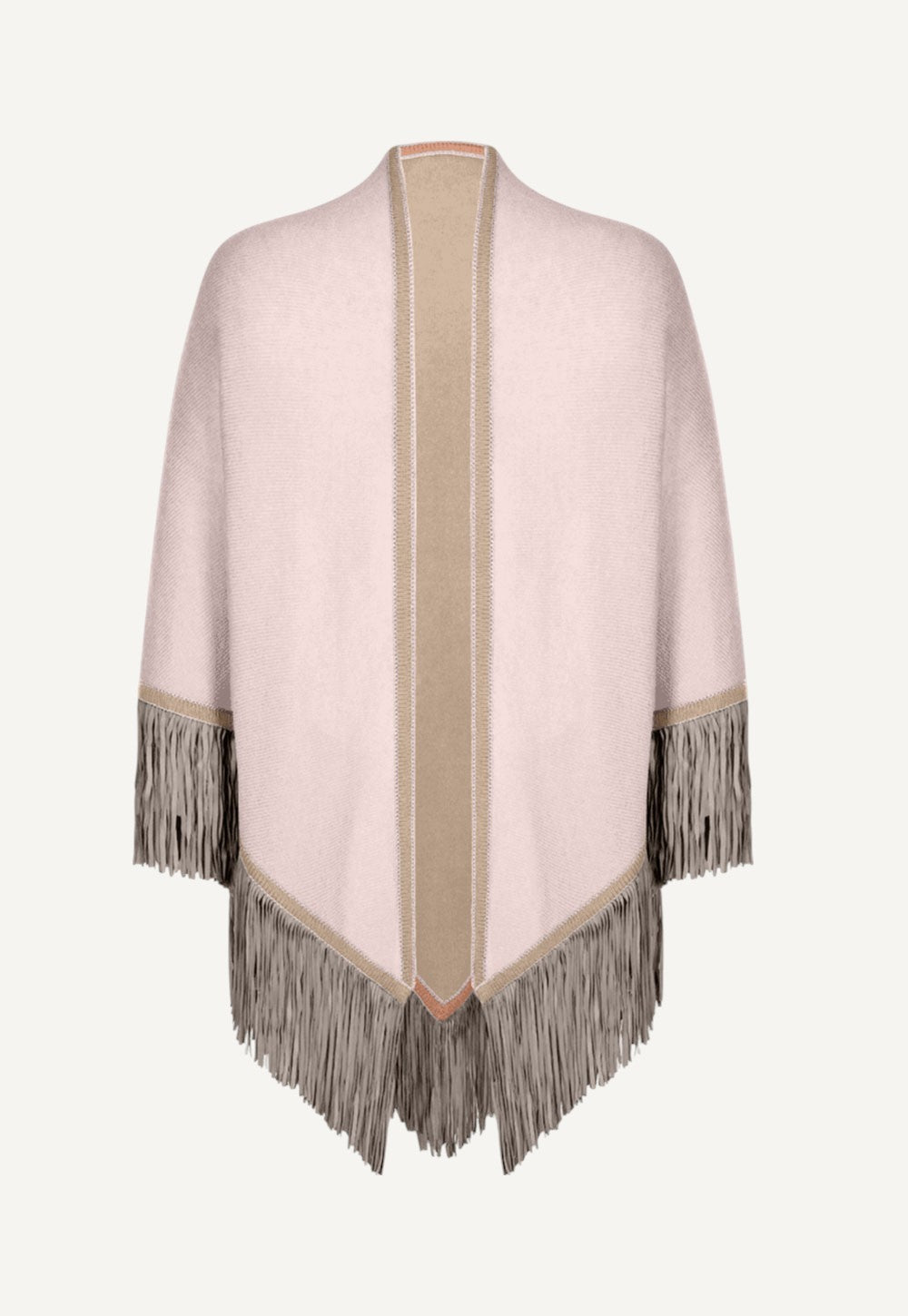 Triangolo Double cashmere triangle wrap with leather fringes by Antonia Zander.
