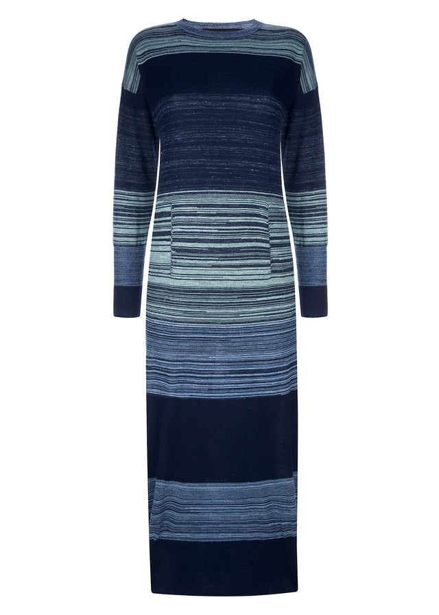 multicoloured striped knit dress made of a cashmere silk and hemp blend 